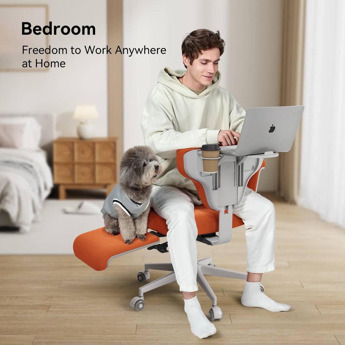 Orange Adjustable Ergonomic Office Chair with Desk Tray E925