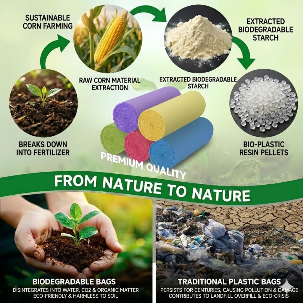 4 Gallon Biodegradable Trash Bags With Handles K497016