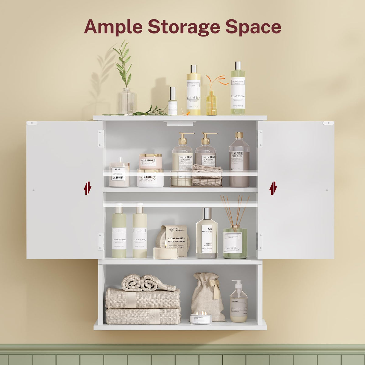 White Over The Toilet Bathroom Wall Cabinet with Adjustable Shelf I485887