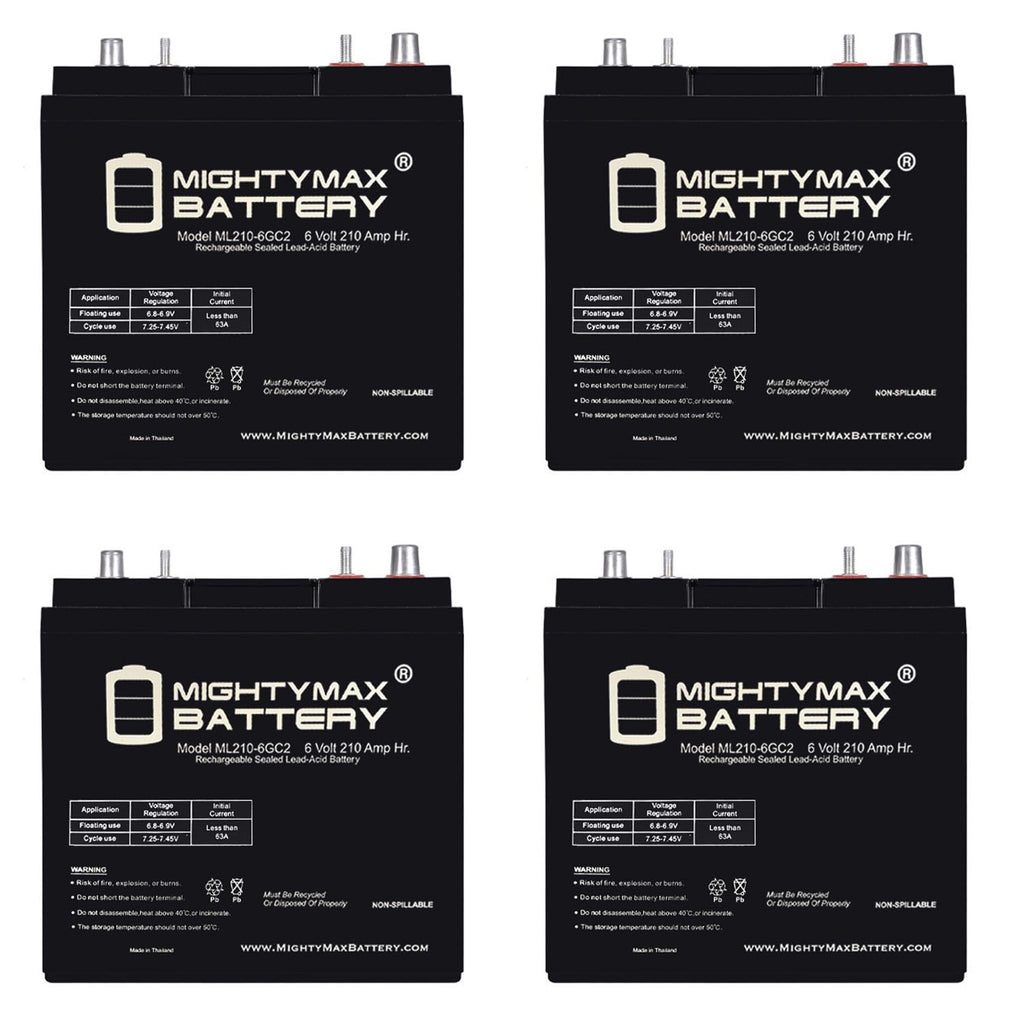 6V 210AH Dual Terminal SLA Replacement Battery 4 Pack G4727