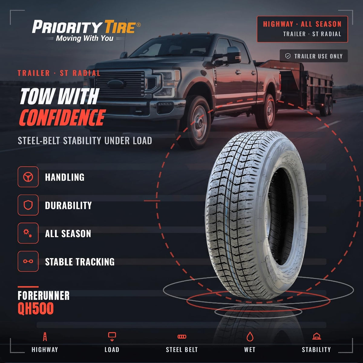 ST205/75D15 All Season 6 Ply Trailer Tire J6067