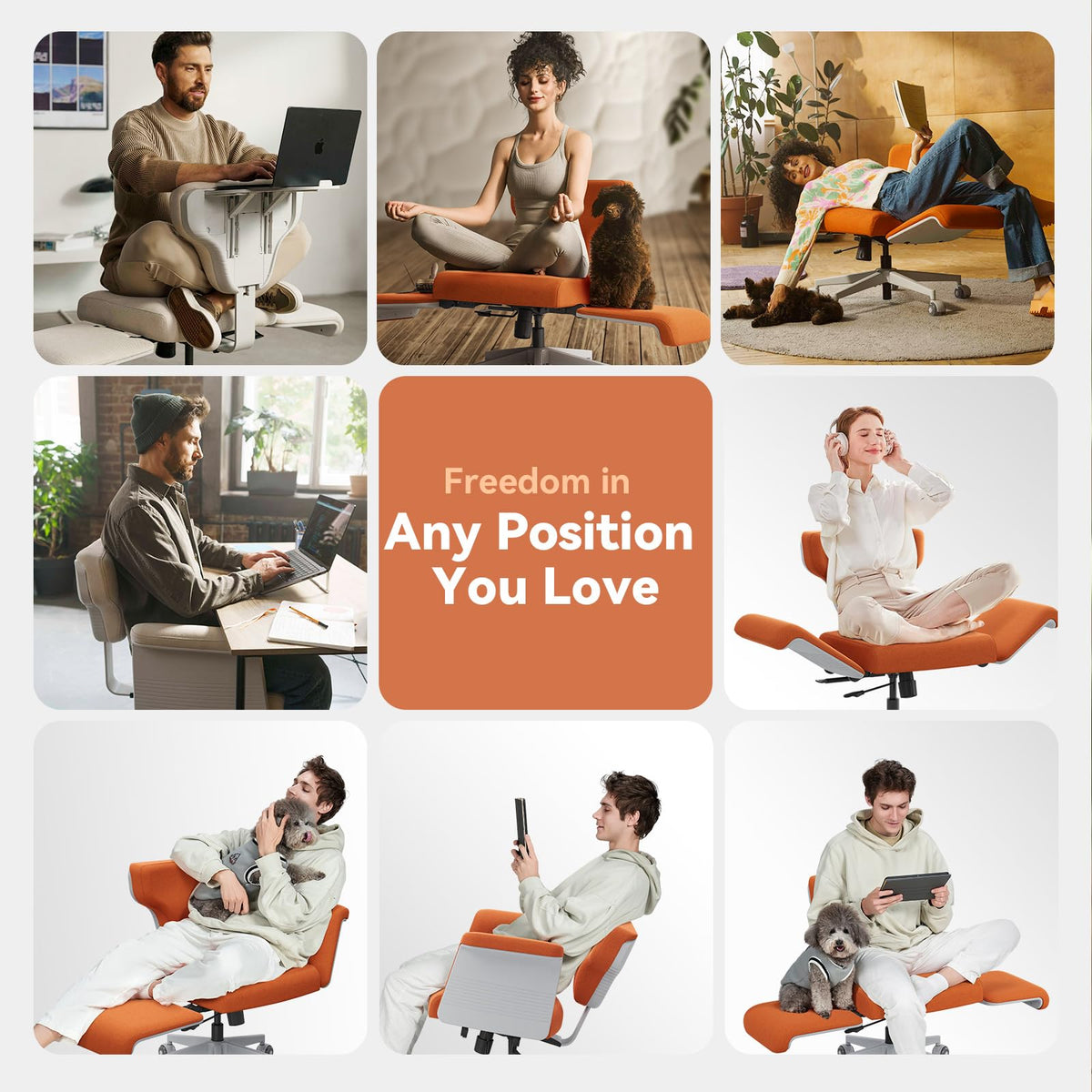 Orange Adjustable Ergonomic Office Chair with Desk Tray E925