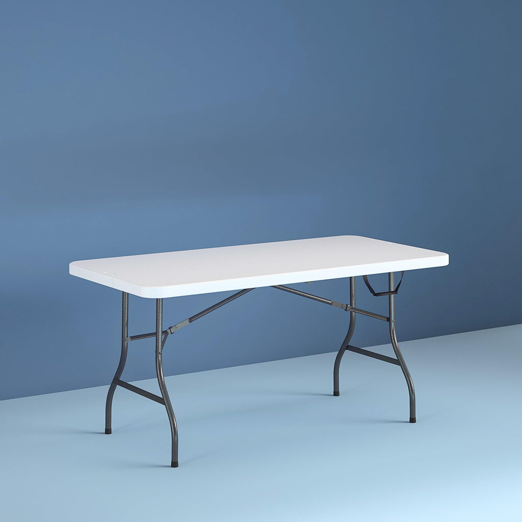 6 Foot Fold-in-Half Folding Table White Speckle HDPE Top M8687