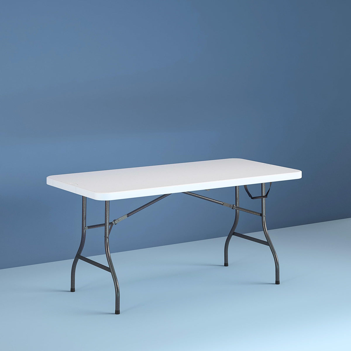 6 Foot Fold-in-Half Folding Table White Speckle HDPE Top M8687