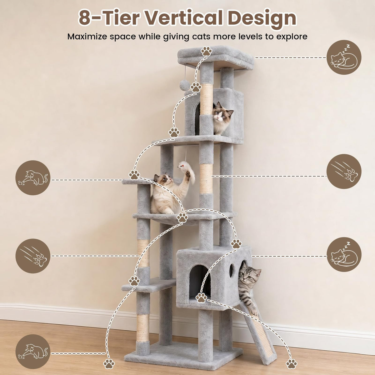 70 Inches Cat Tree with Ladder Q181147