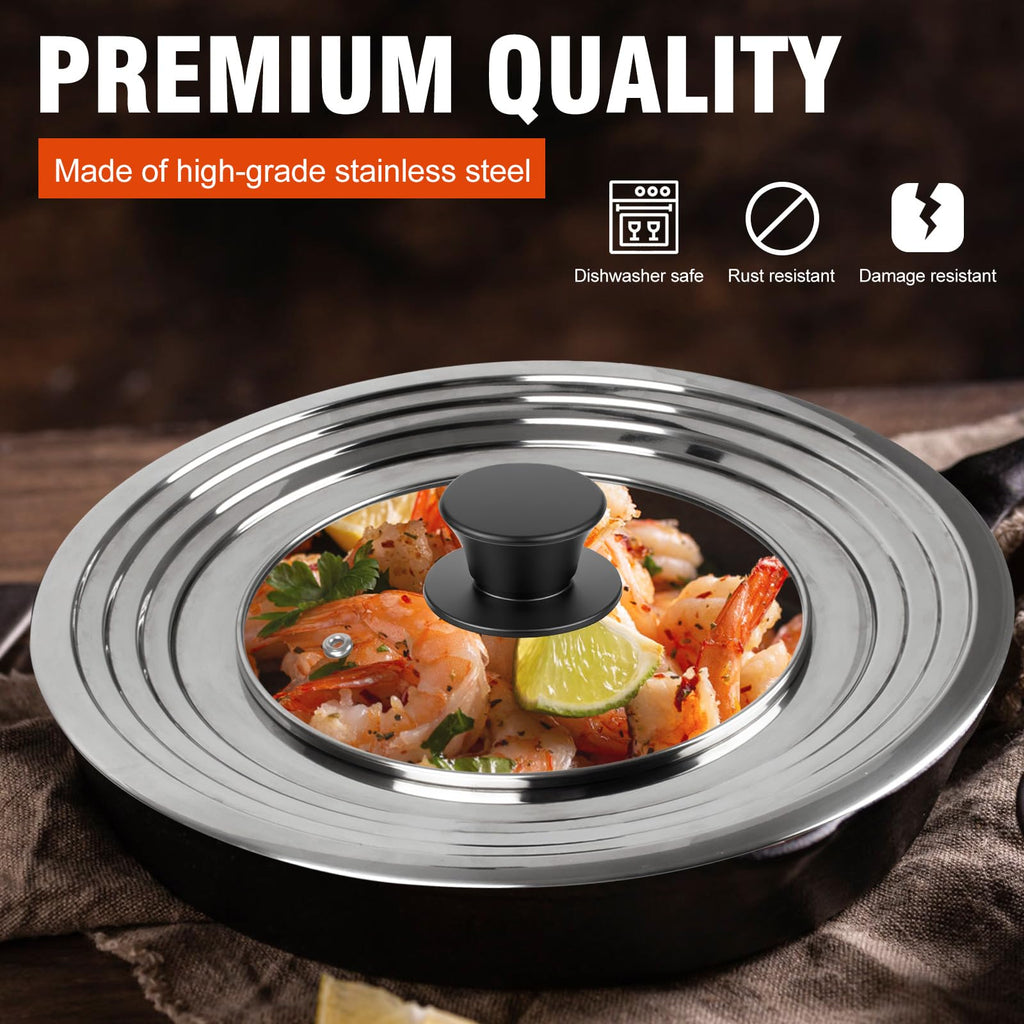 Universal Lid for Pots and Pans Skillets 8.2-12.5 Inch Stainless Steel C142886