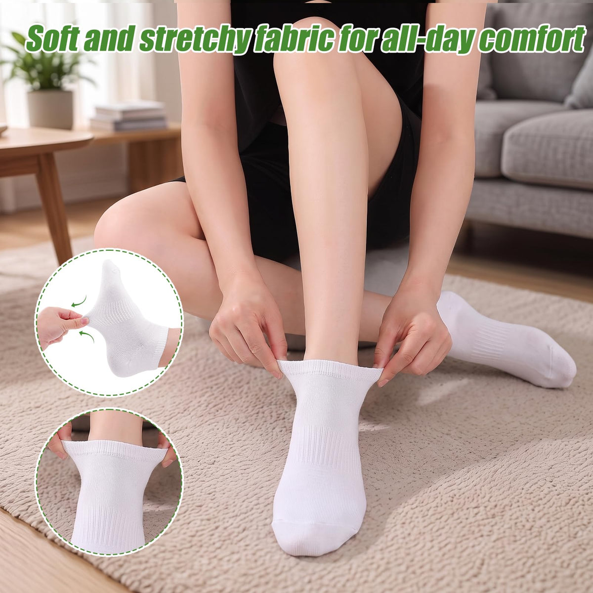 6 Pairs Breathable Bamboo Viscose Ankle Socks J651211