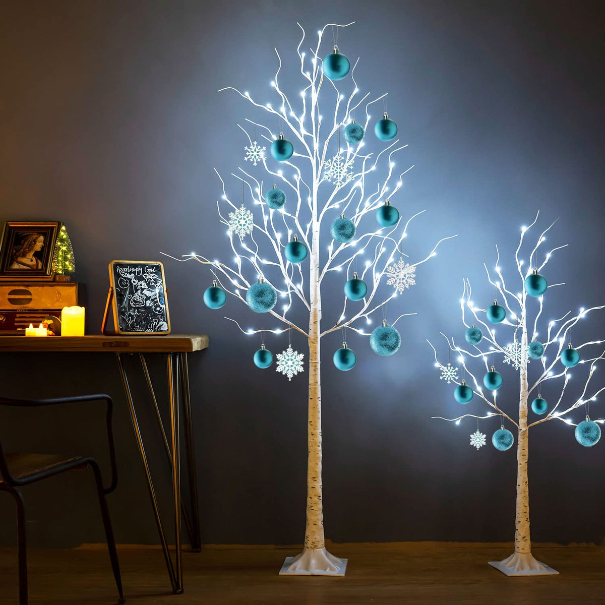 6ft 96LED Lighted Artificial Birch Tree with 9 Modes Timer X742