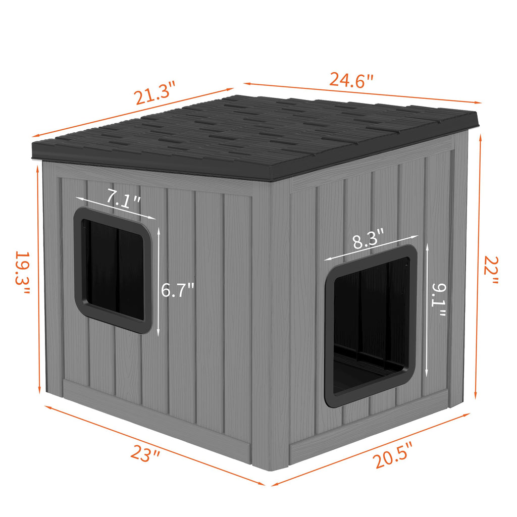 Weatherproof PP Plastic Dog House with Sloped Roof W732870