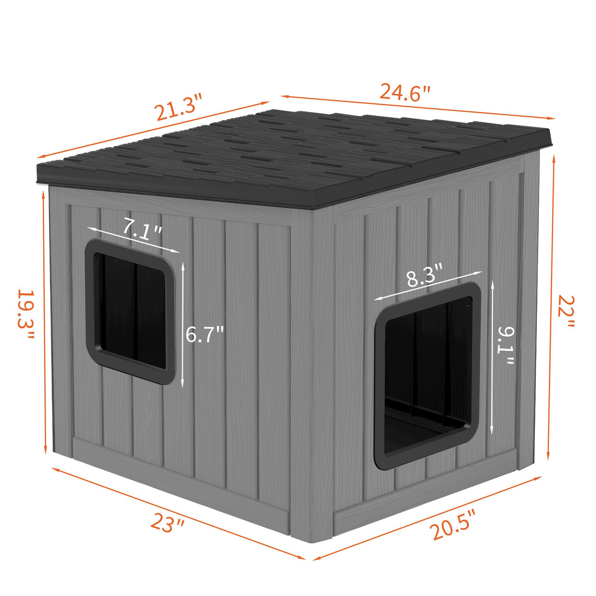 Weatherproof PP Plastic Dog House with Sloped Roof W732870