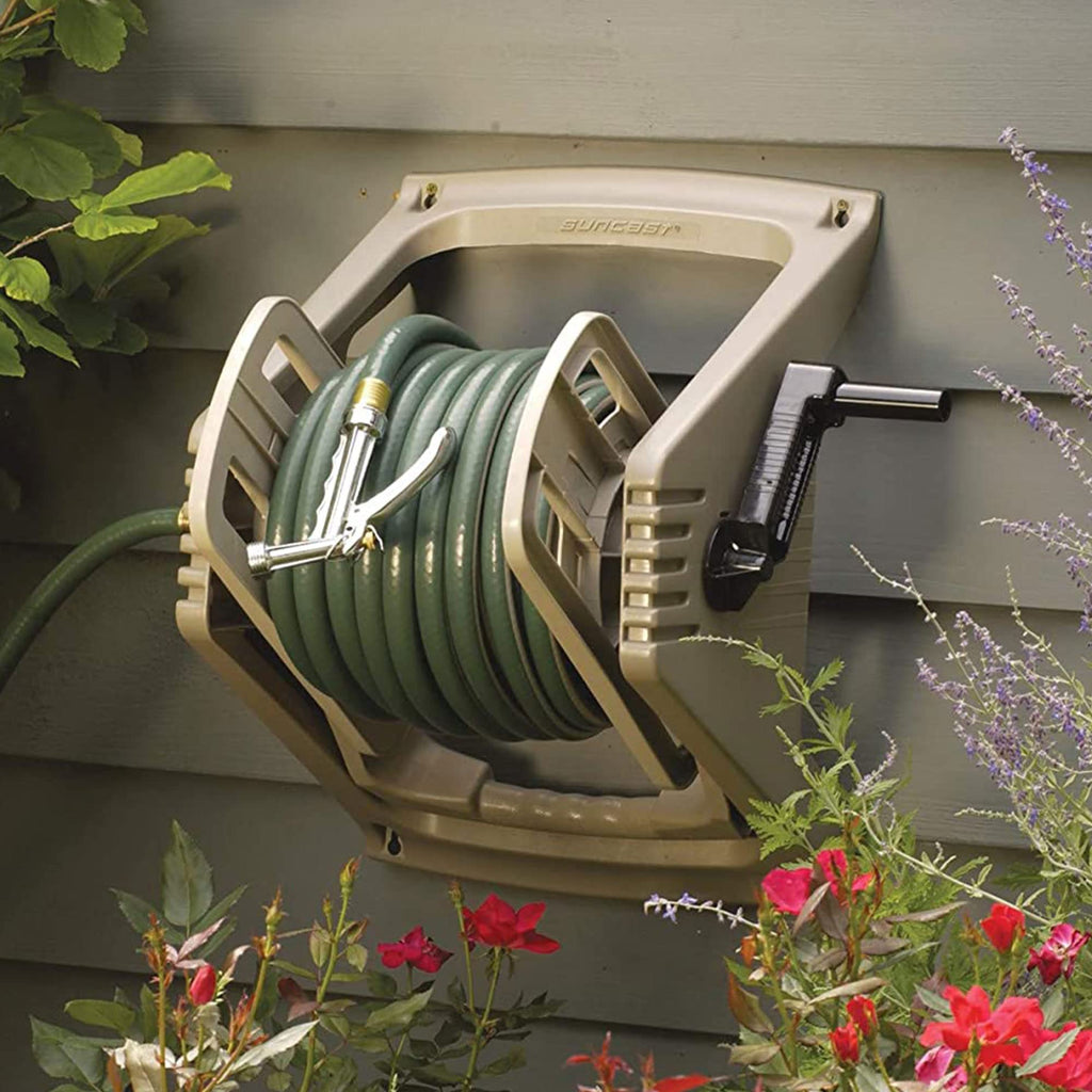 100 ft. Wall Mount Resin Garden Hose Reel with Lid I612761