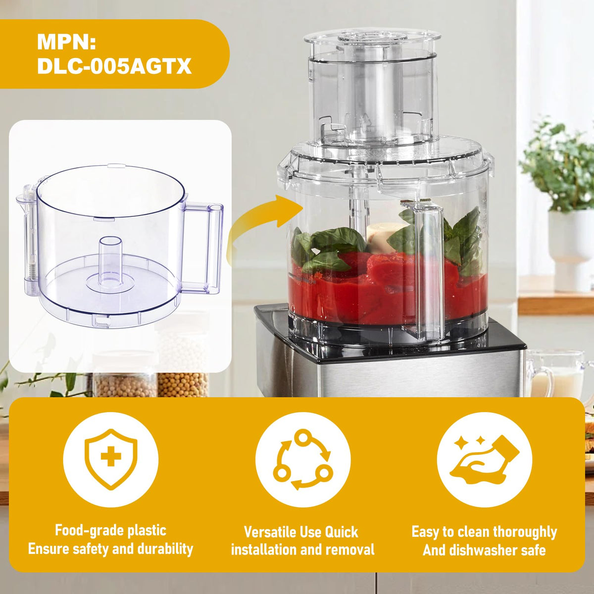 14-Cup Food Processor Work Bowl with Gray Handle C6292
