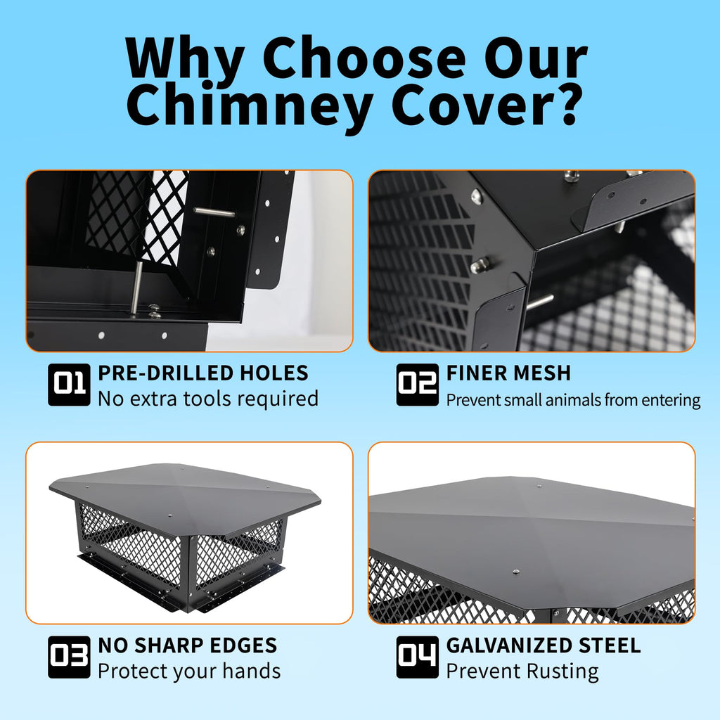 Black Galvanized Steel Chimney Cap J854926