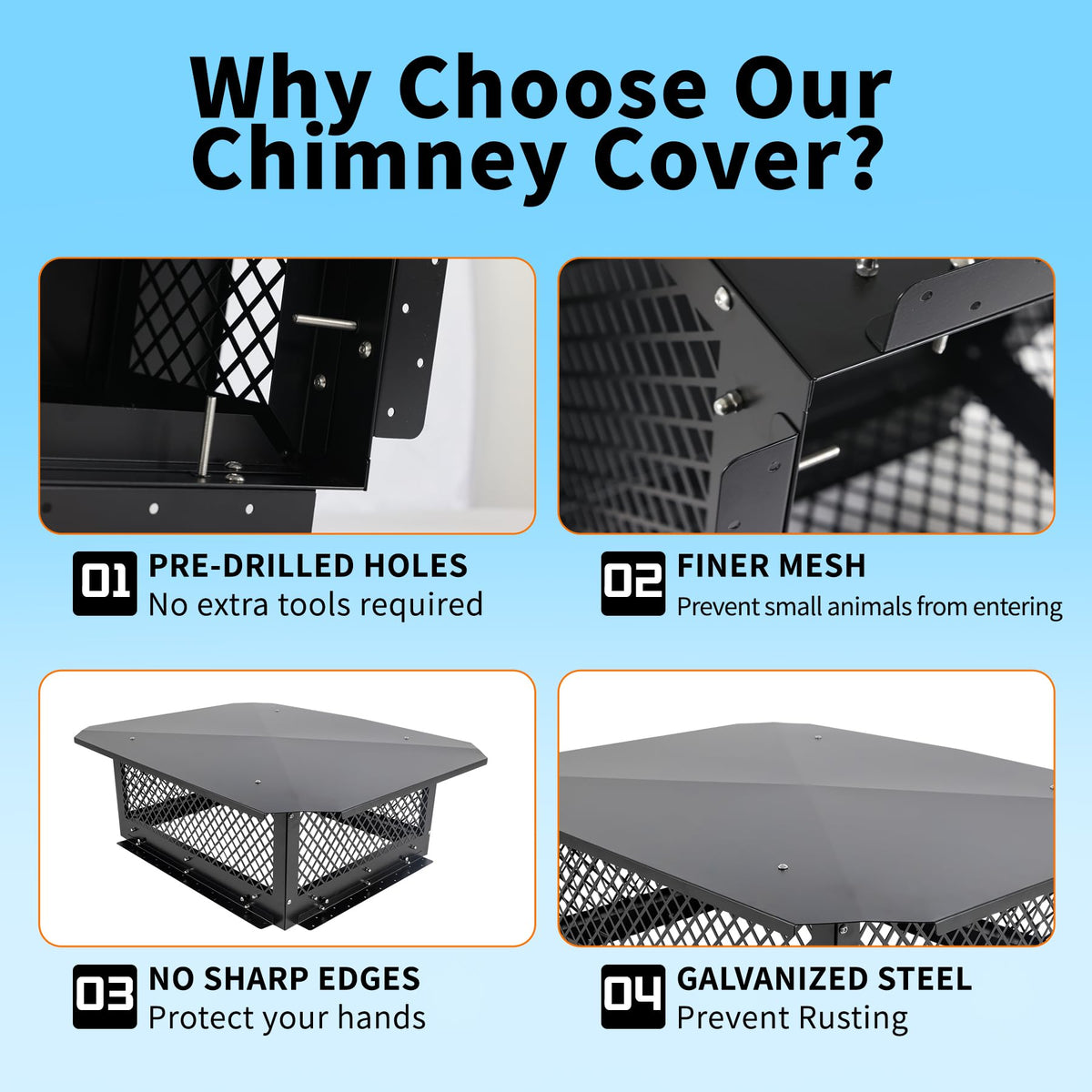 Black Galvanized Steel Chimney Cap J854926