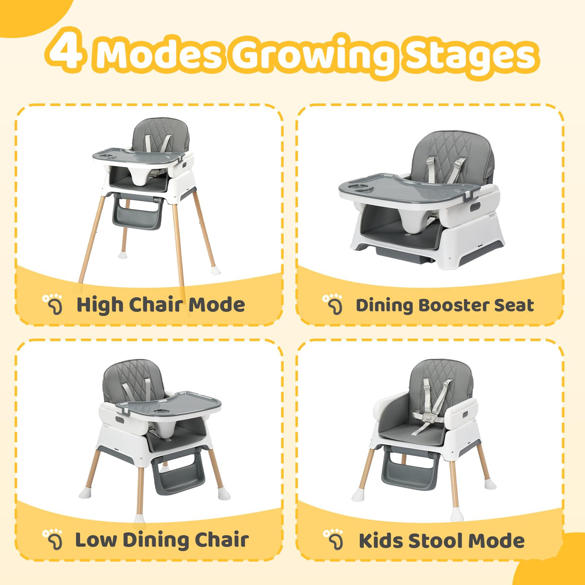 5 in 1 Portable High Chair with Double Tray M933968