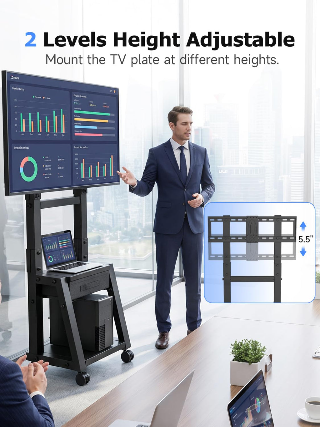 Mobile TV Cart with Storage Drawer for 32-75 inch TVs L803357