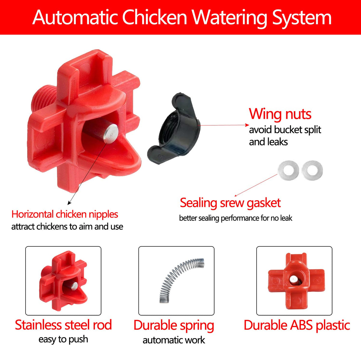 12 Pcs Leakproof Poultry Watering System J27543