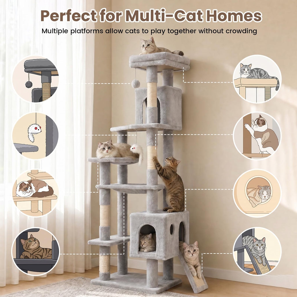 70 Inches Cat Tree with Ladder Q181147