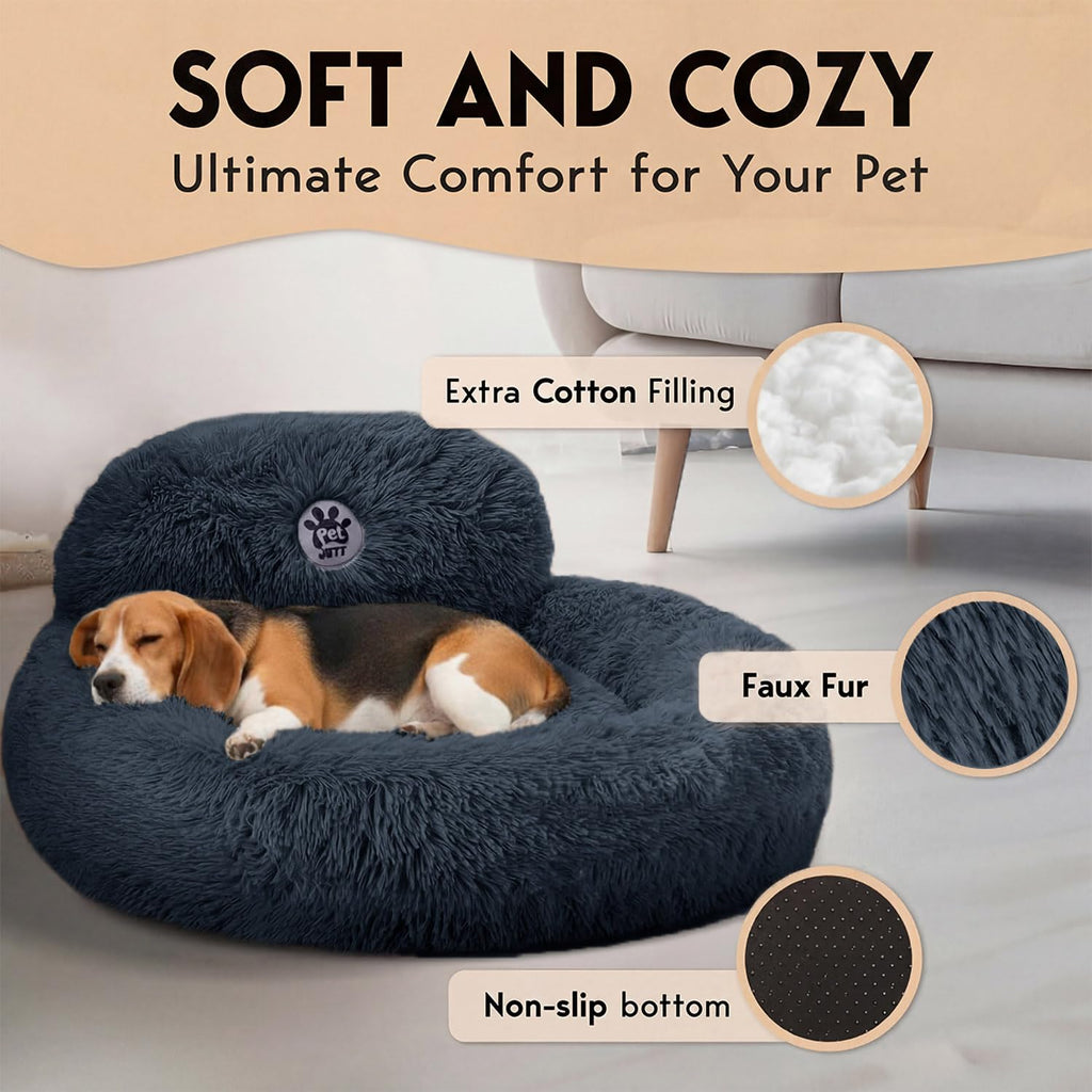 Medium Size Washable Anti-Slip Fluffy Plush Round Dog Bed D497
