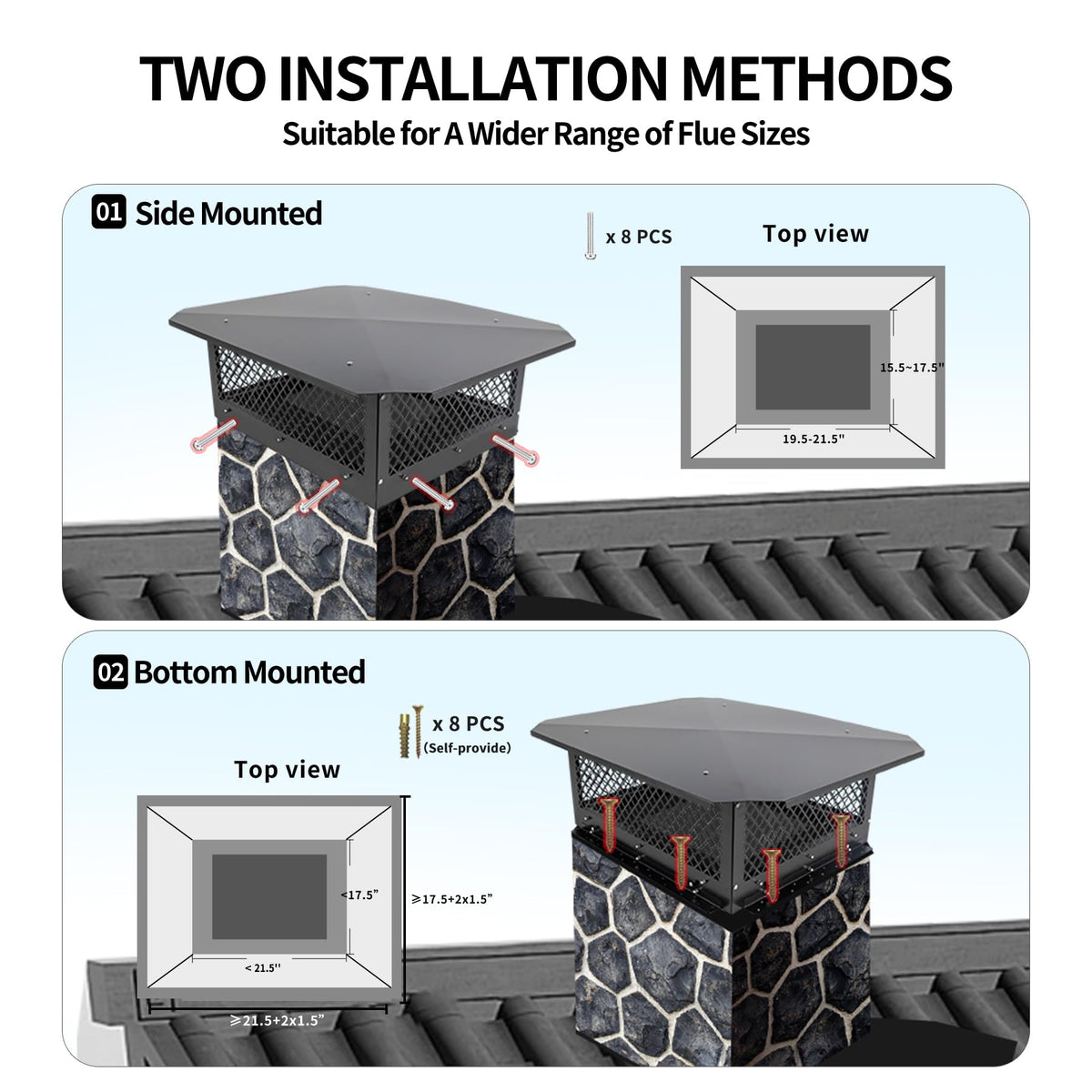 Black Galvanized Steel Chimney Cap J854926