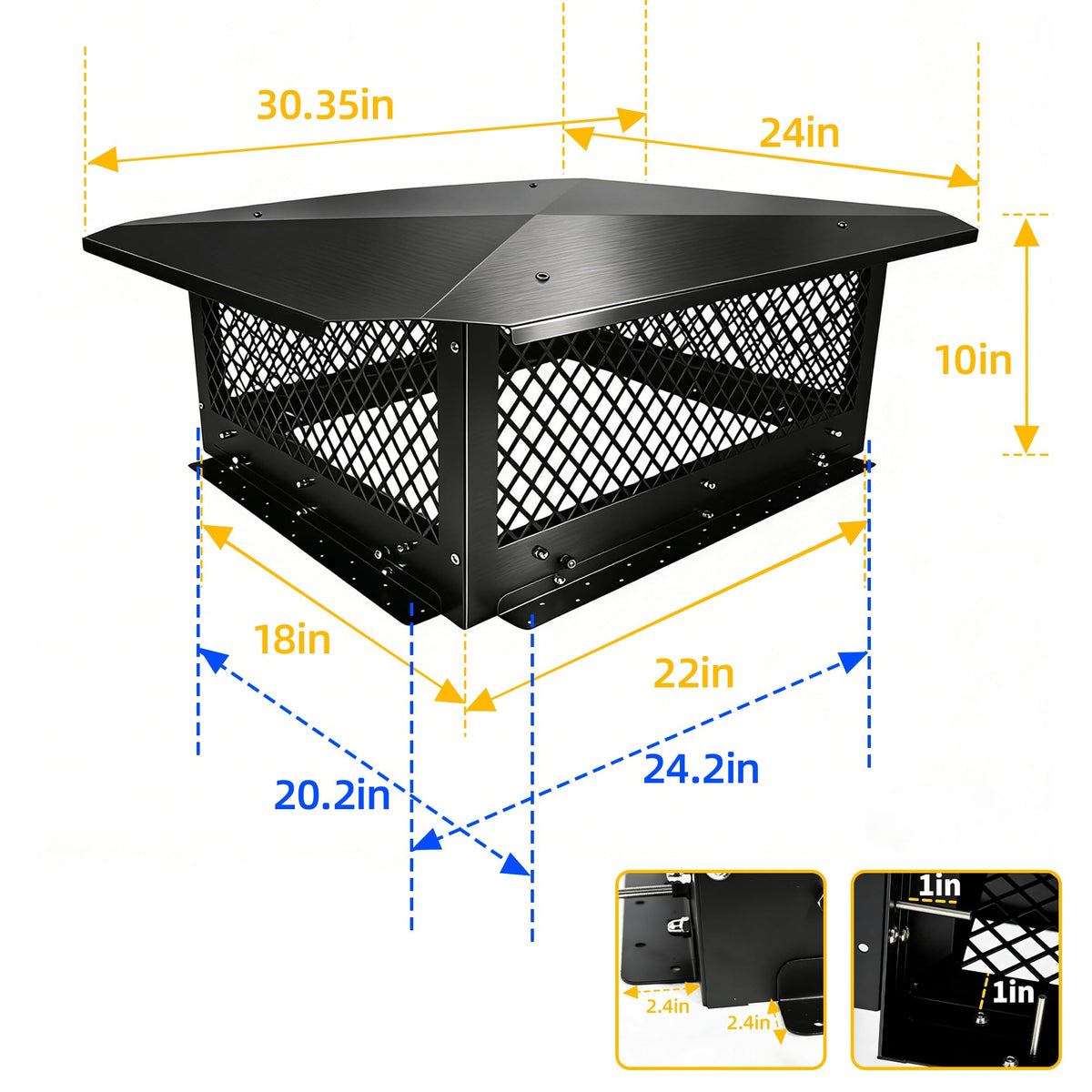 Black Galvanized Steel Chimney Cap J854926
