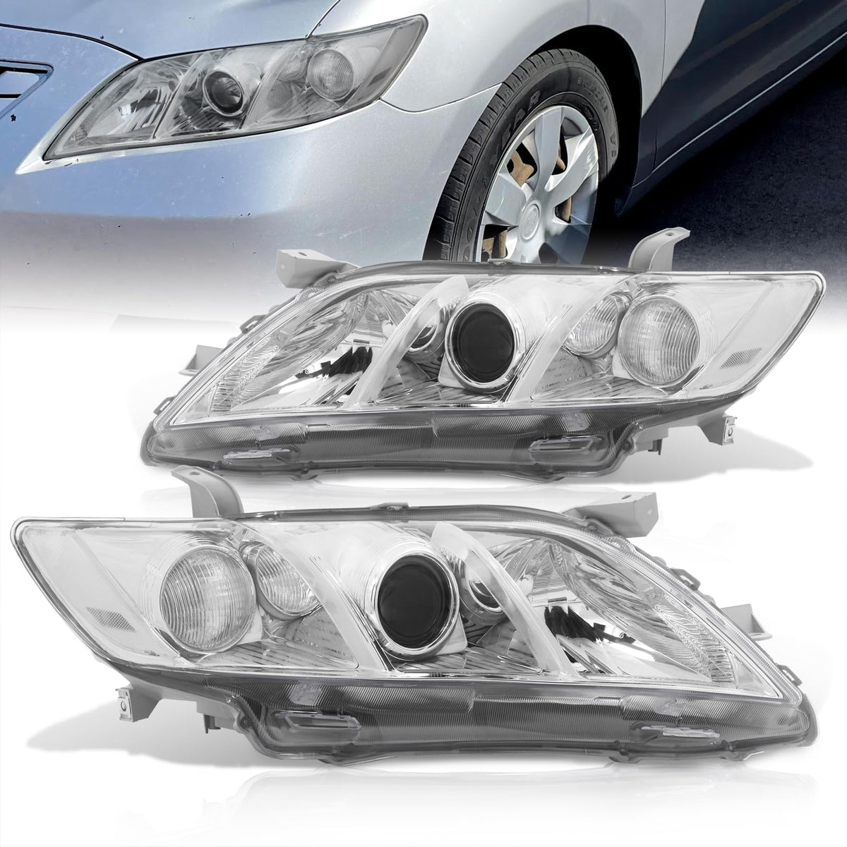 Chrome Housing Clear Lens Projector Headlights Pair X57885