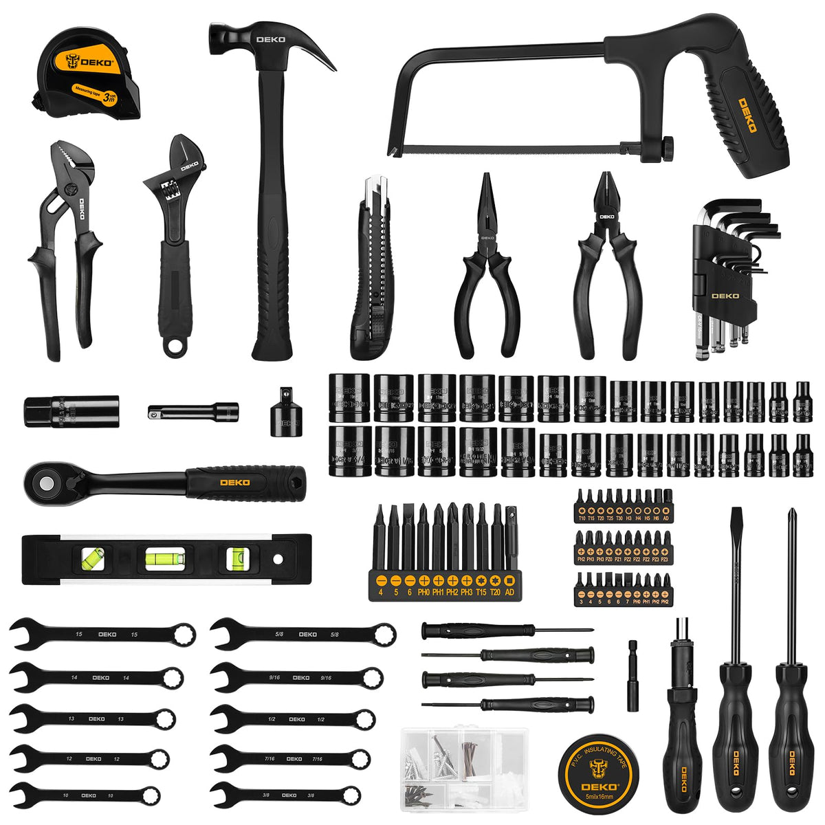 218-Piece General Household Hand Tool Kit with Storage Case S4144