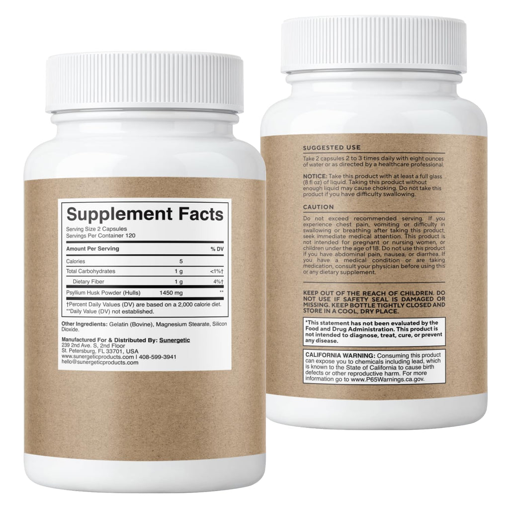 Psyllium Husk Fiber Supplement 1450mg 240 Capsules L93508