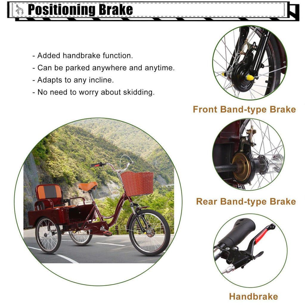 20 Inch 3-Wheel Electric Tricycle with Front Basket & Cargo Carrier U82634