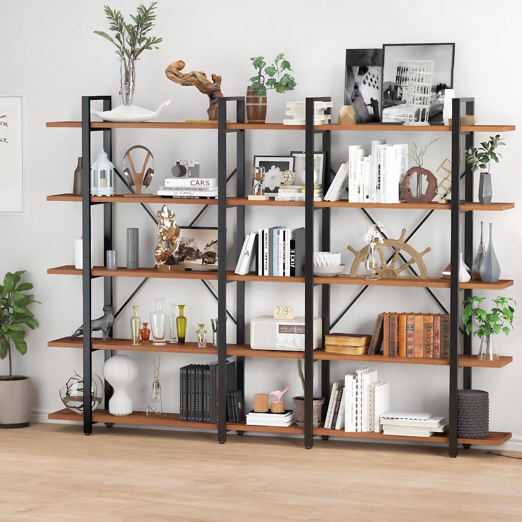 5 Tier Wood and Metal Bookshelf F87348