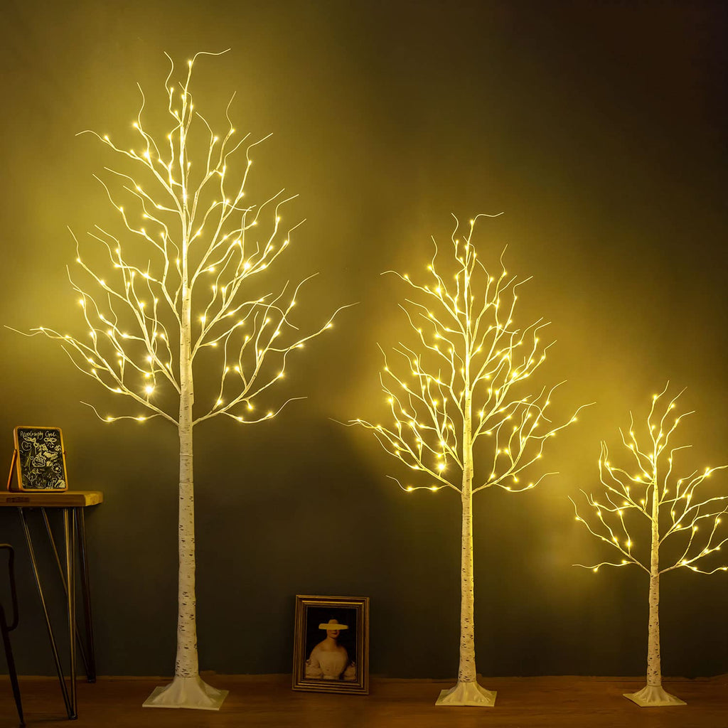 6ft 96LED Lighted Artificial Birch Tree with 9 Modes Timer X742