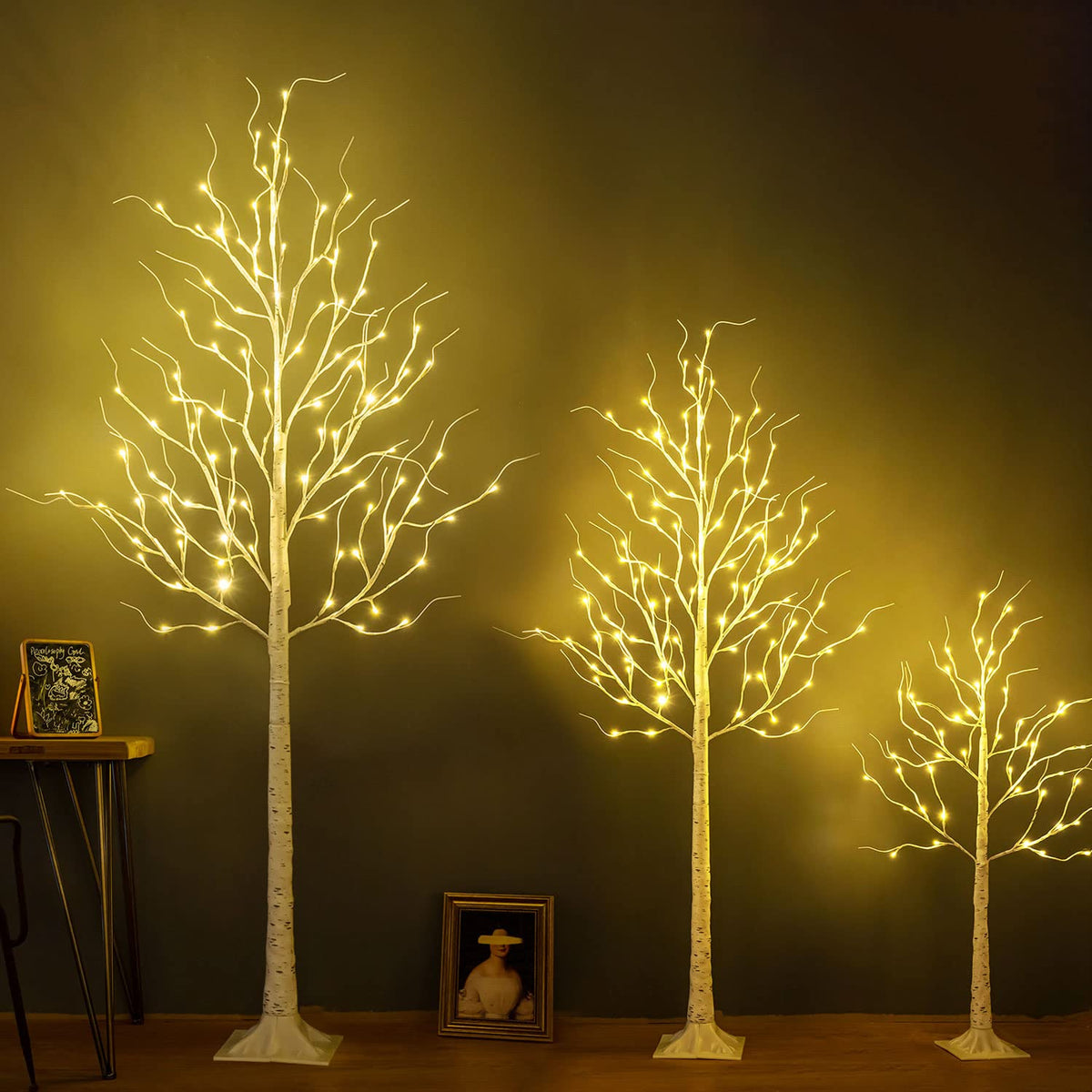 6ft 96LED Lighted Artificial Birch Tree with 9 Modes Timer X742