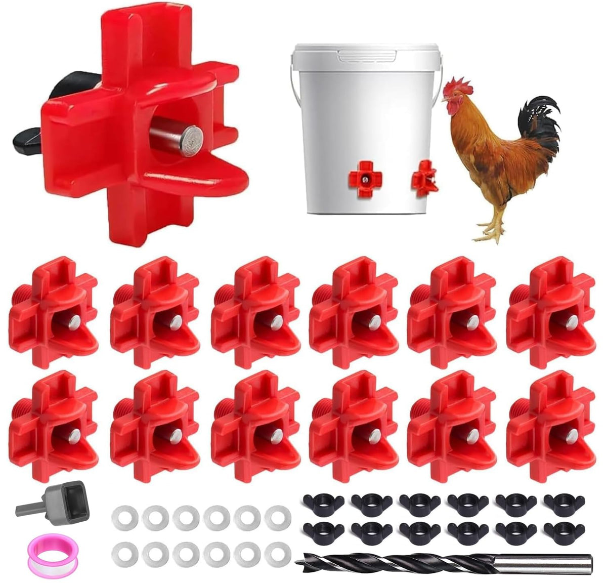 12 Pcs Leakproof Poultry Watering System J27543