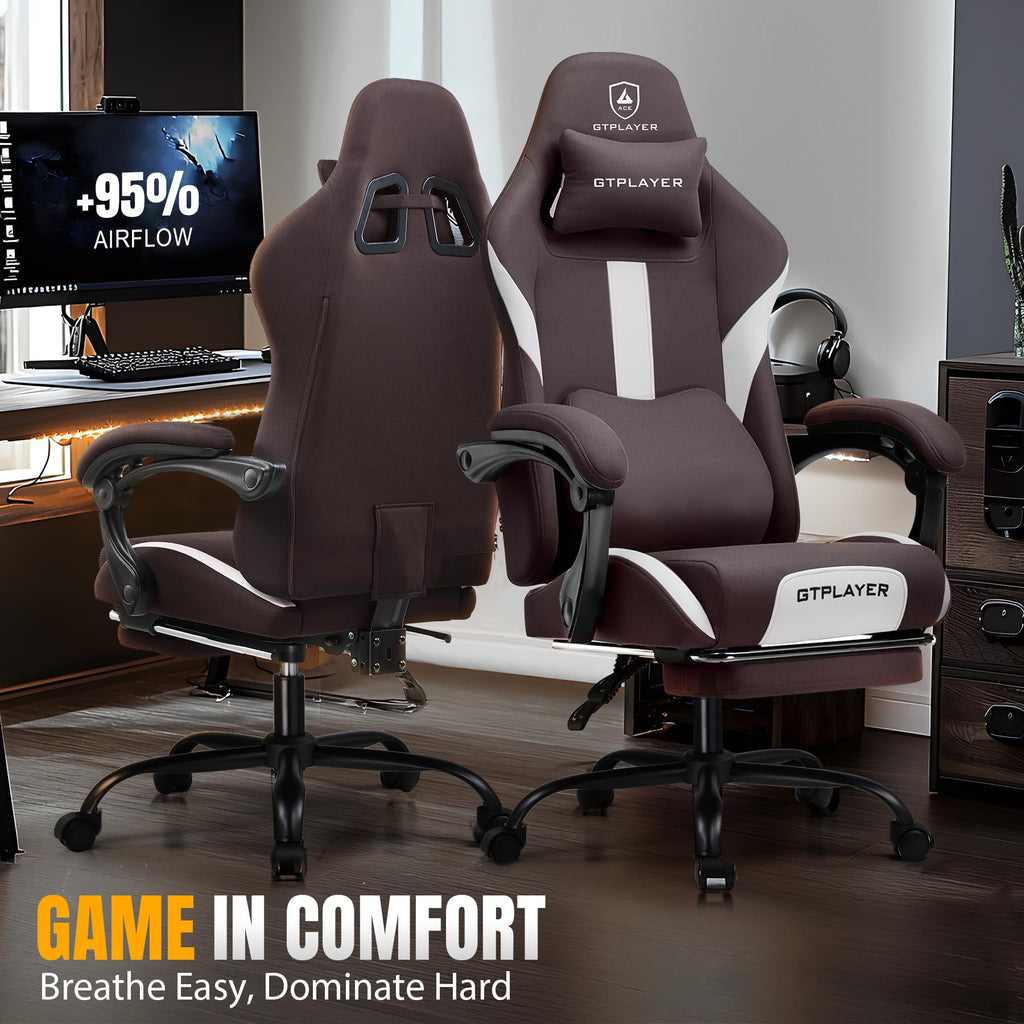 Brown Ergonomic Gaming Chair with Foot Rest E303667