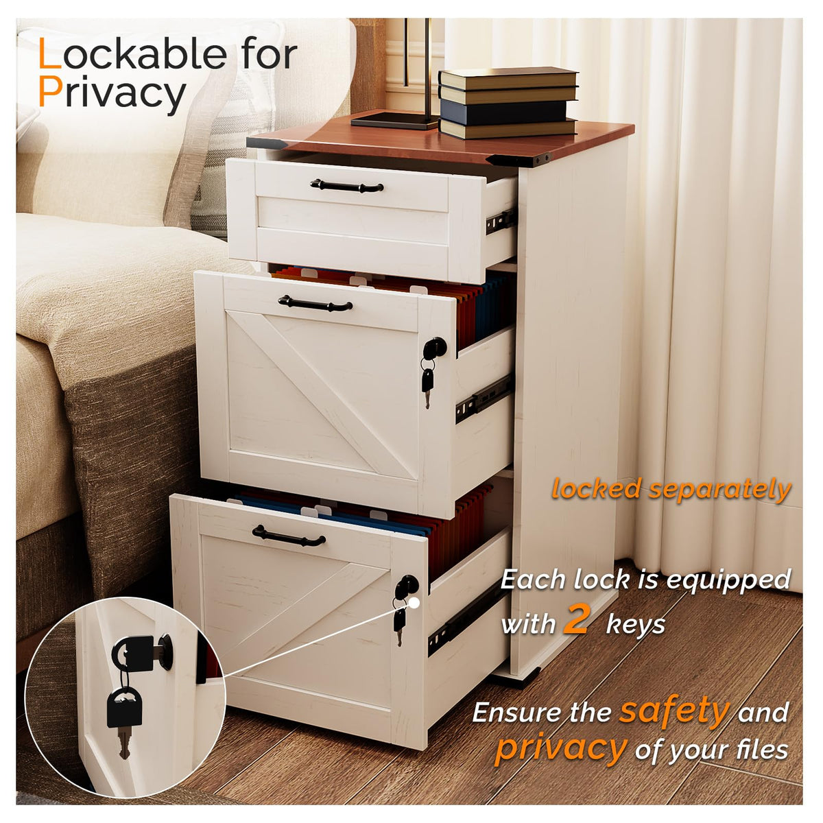3 Drawer File Cabinet with Lock H379