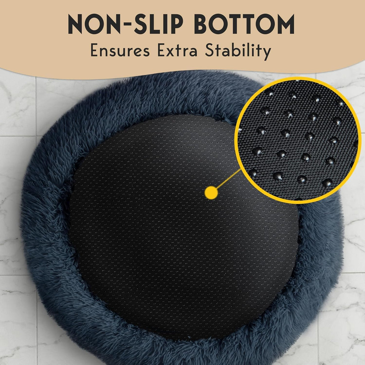 Medium Size Washable Anti-Slip Fluffy Plush Round Dog Bed D497