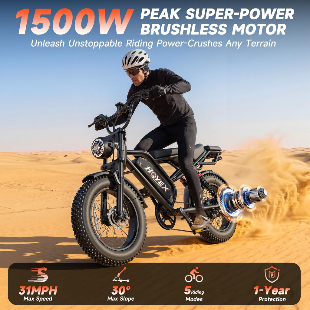 16/20" Fat Tire Electric Bike 1500W Peak Motor Removable Battery N2668