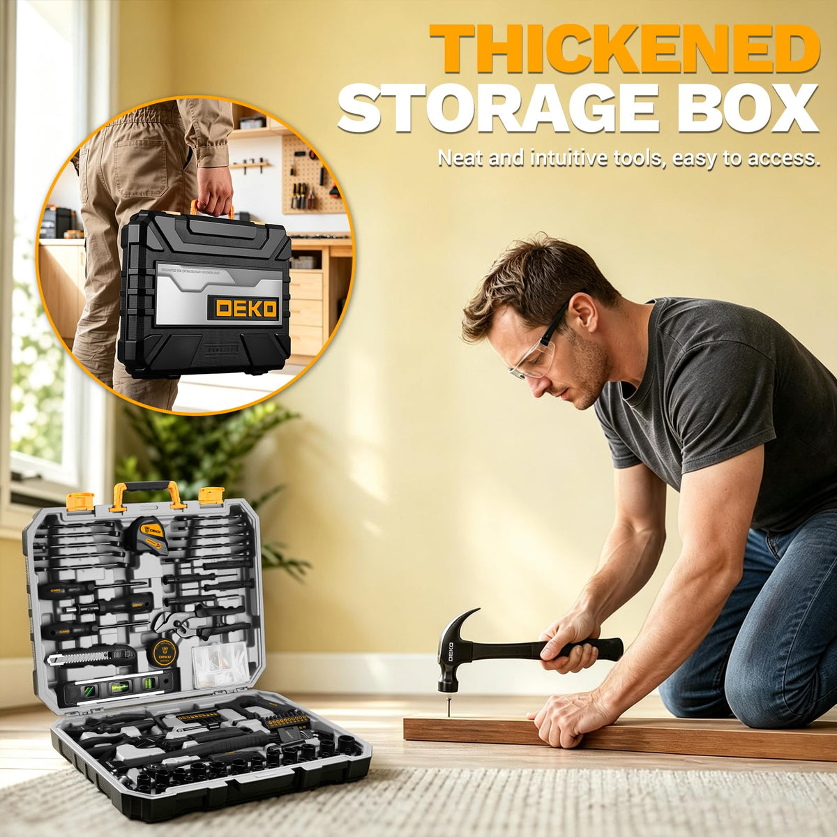 218-Piece General Household Hand Tool Kit with Storage Case S4144