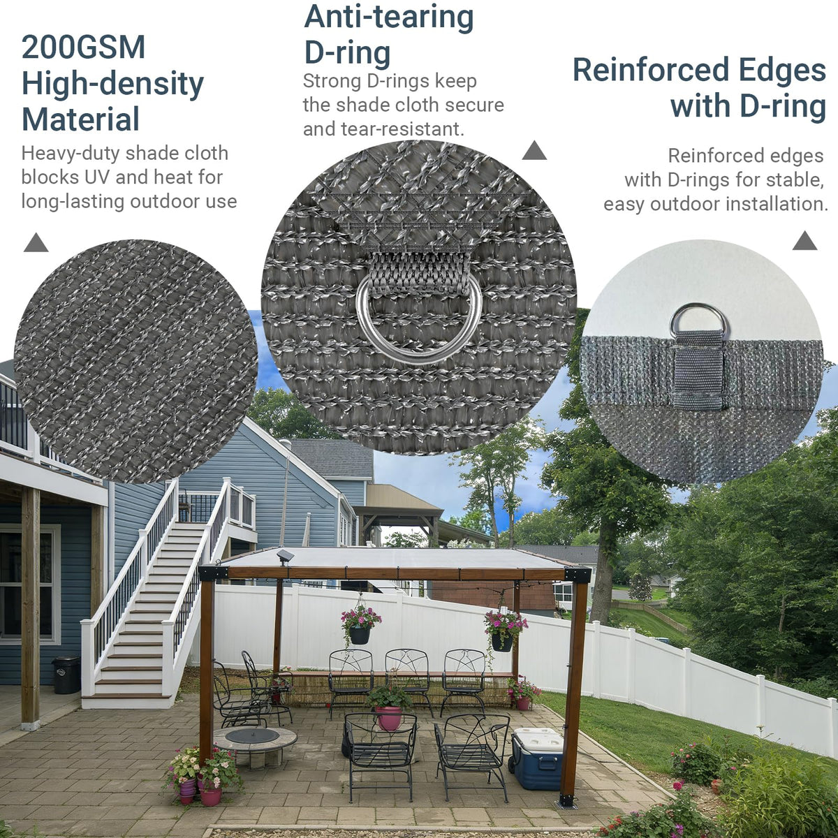8x20 FT Sun Shade Cloth with D-Rings V335817