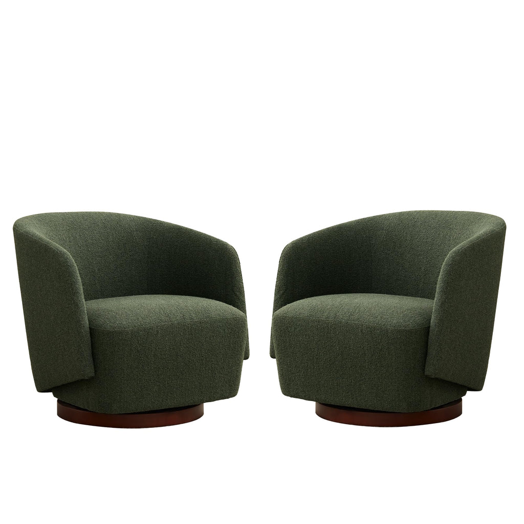 Boucle Swivel Accent Chairs Set of 2 Green K531452