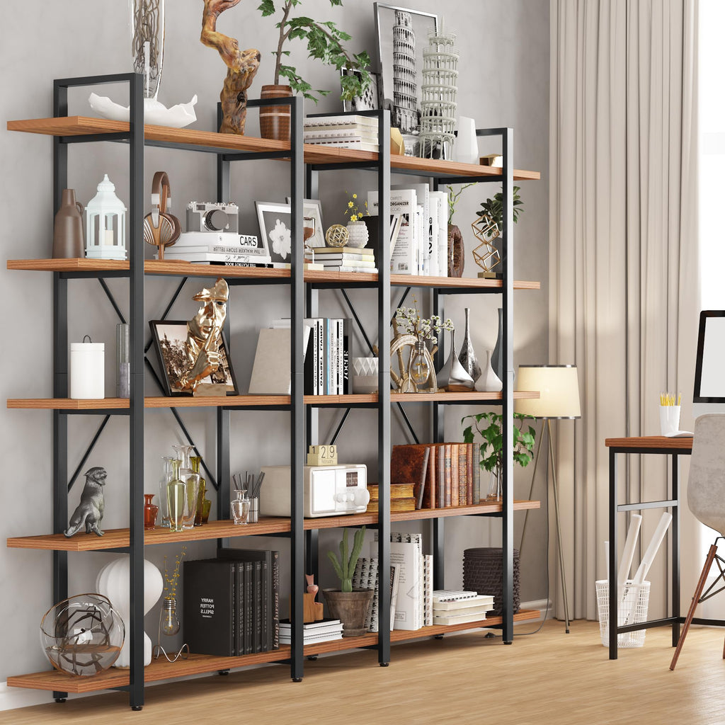 5 Tier Wood and Metal Bookshelf F87348