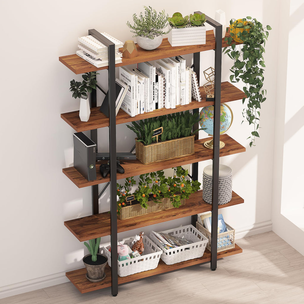 5 Tier Wood and Metal Bookshelf F87348
