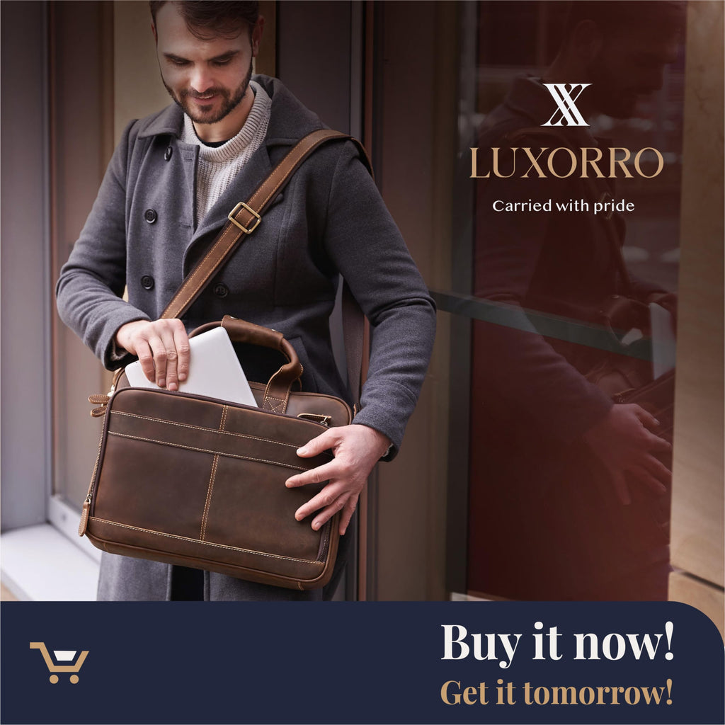 Full-Grain Leather Laptop Briefcase M9906