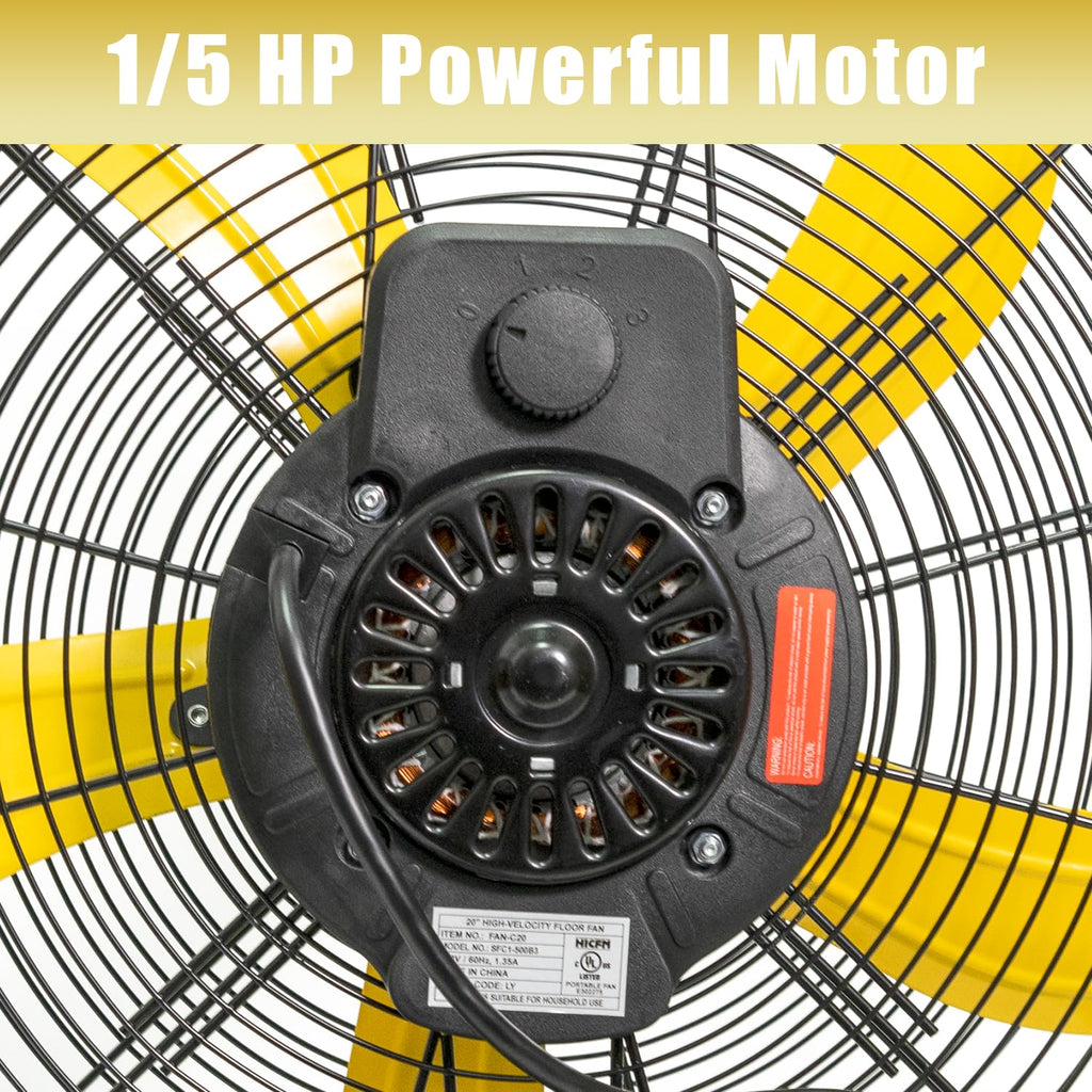 2 Pcs 20-inch 5300 CFM High Velocity Metal Floor Fan F476447