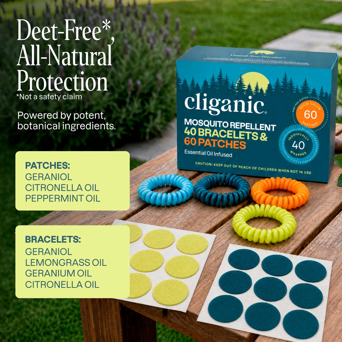 Mosquito Repellent Bracelets & Stickers, 40 Bands & 60 Patches E8595