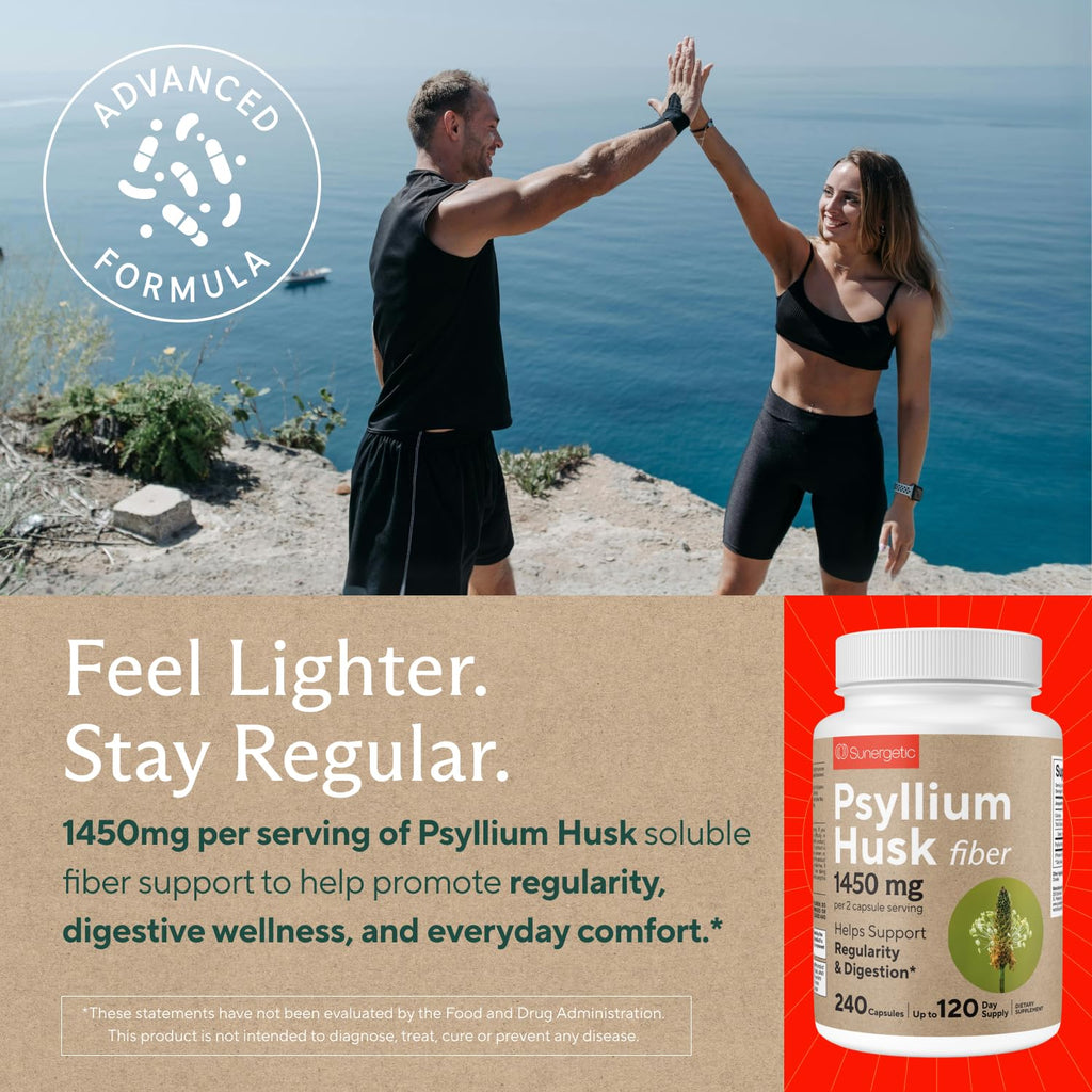 Psyllium Husk Fiber Supplement 1450mg 240 Capsules L93508
