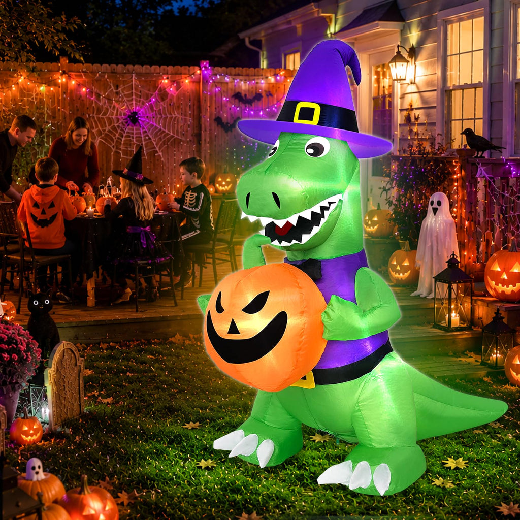 4 Ft Halloween Inflatables Witch Dinosaur P390