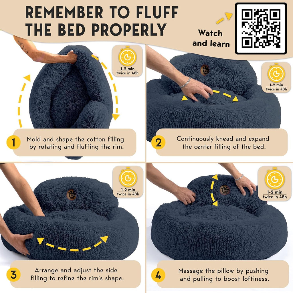 Medium Size Washable Anti-Slip Fluffy Plush Round Dog Bed D497