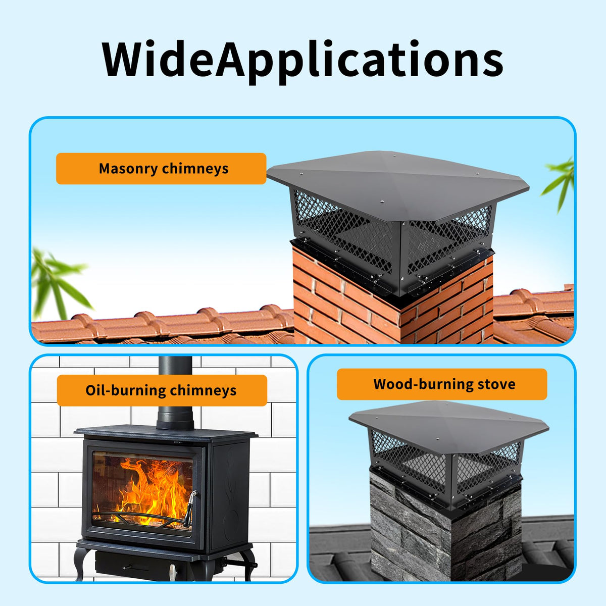 Black Galvanized Steel Chimney Cap J854926