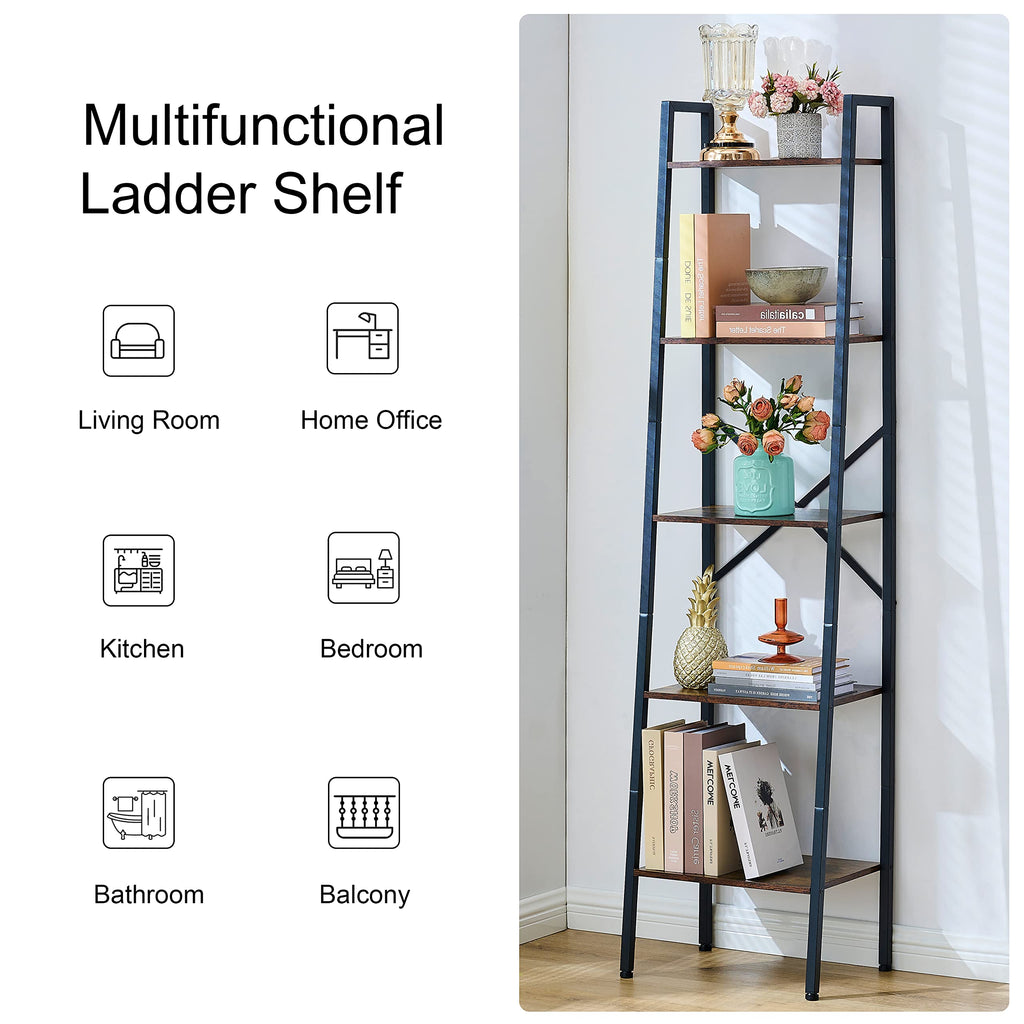 5-Tier Metal Ladder Bookshelf F11628